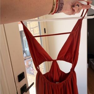 Rust Orange Pleated dress